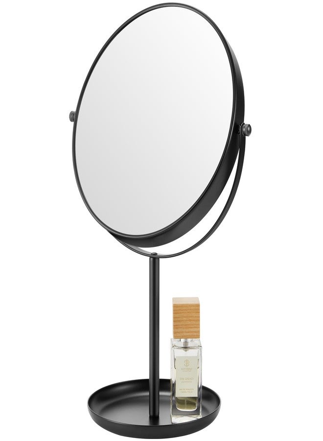 DECLUTTR 15X Magnifying Makeup Mirror, 9 Inch Tabletop Mirror on Stand, Large Double Sided Vanity Mirror for Desk, Black - Image 1
